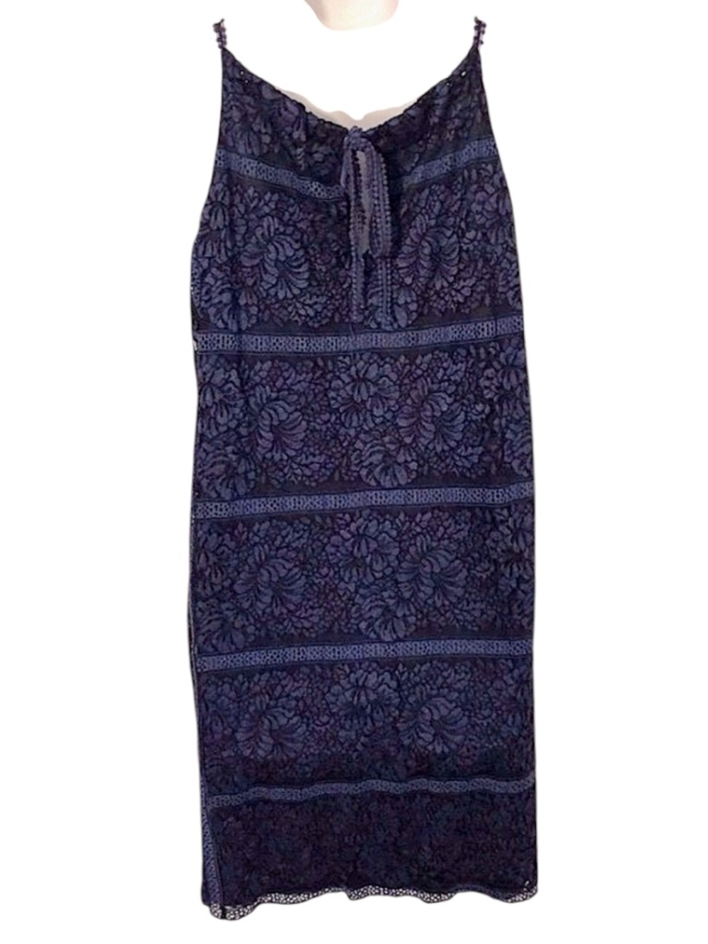 Max Studio Navy Blue Embroidered Lace Sleeveless Sundress Sz M